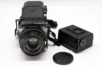 Zenza Bronica ETRS 645 film Objektiv Zenzanon MC 75mm 2,8f+ Měříci Hranol +Magazín
