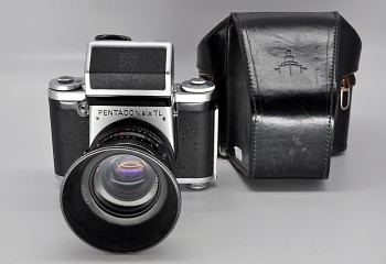 Pentacon six TL 6x6  Objektiv Biometar 2,8/80m + Brašna +Sluneční +Hranol Měříci
