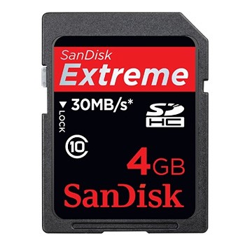 SanDisk SDHC Card Extreme HD Video 30MB/s verze 4GB