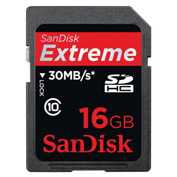 SanDisk Extreme SDHC Card 30MB/s 16GB